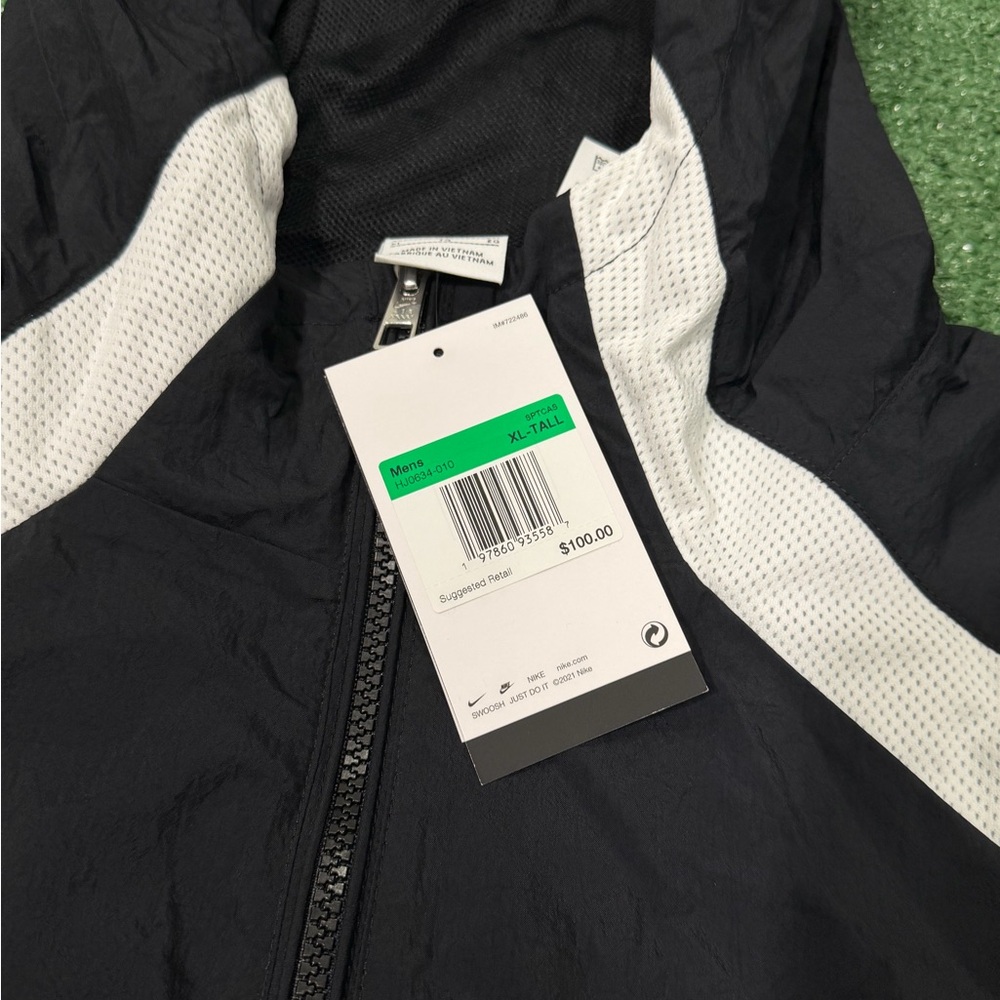 NWT! Nike Woven Full Zip Men’s XL-TALL Jacket Hoodie Black/White HJ0634-010 - Picture 2 of 4